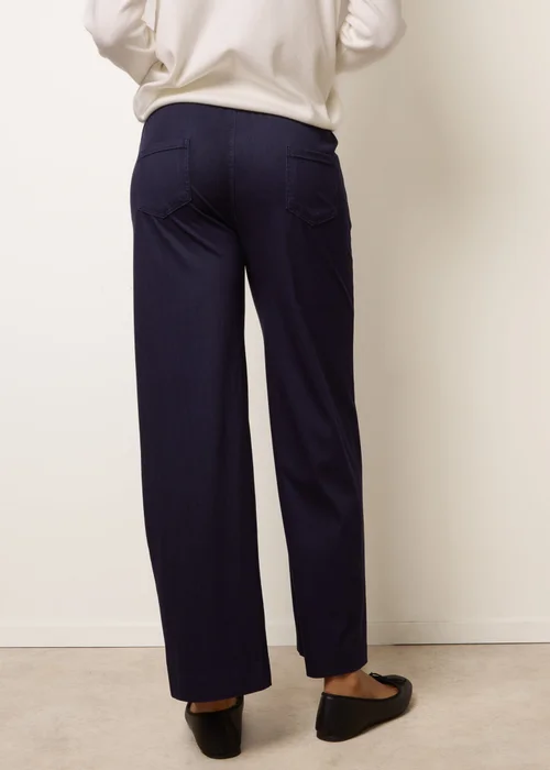 Blue Vanilla Navy Seam Detail Wide Leg Pants - S Image 4
