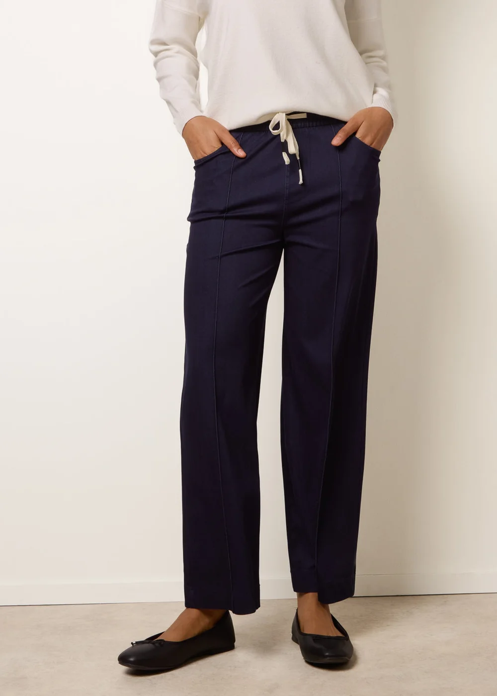 Blue Vanilla Navy Seam Detail Wide Leg Pants - S Image 2