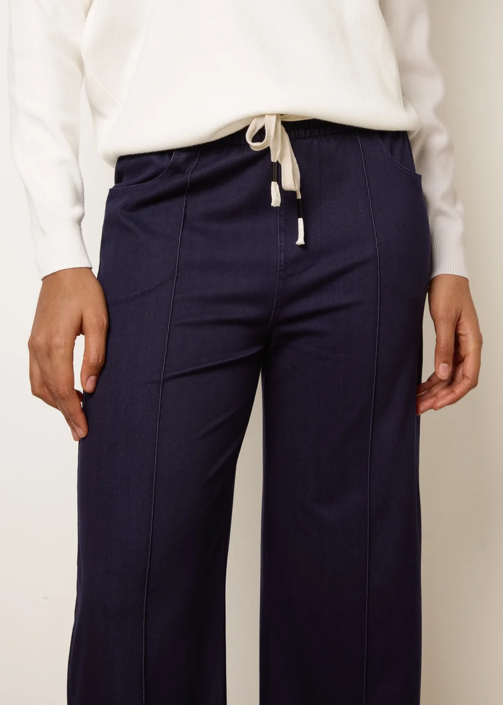 Blue Vanilla Navy Seam Detail Wide Leg Pants - S Image 3
