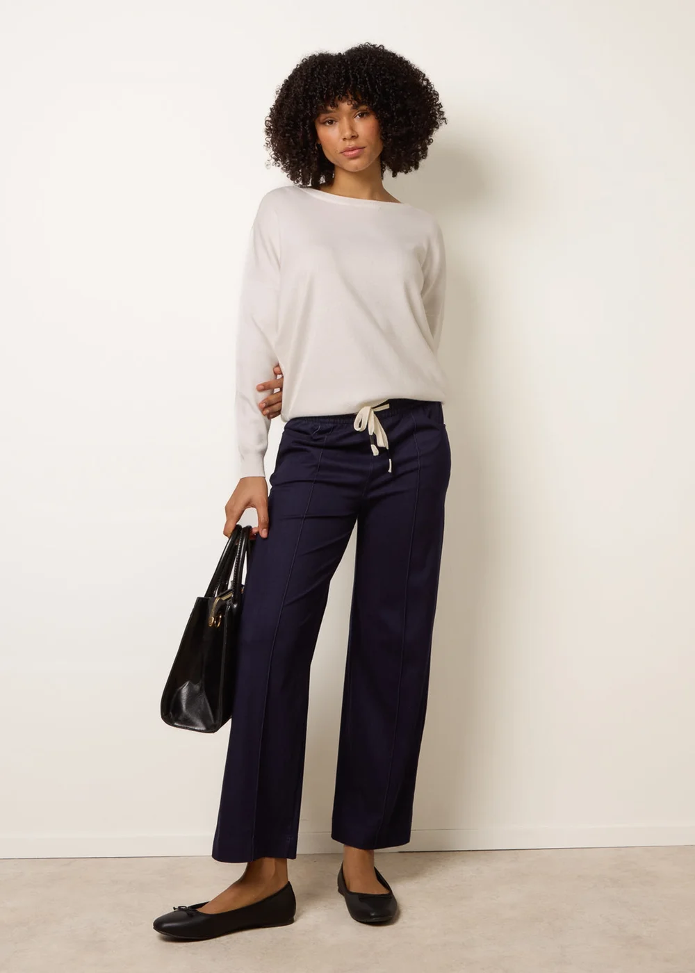 Blue Vanilla Navy Seam Detail Wide Leg Pants - S Image 1