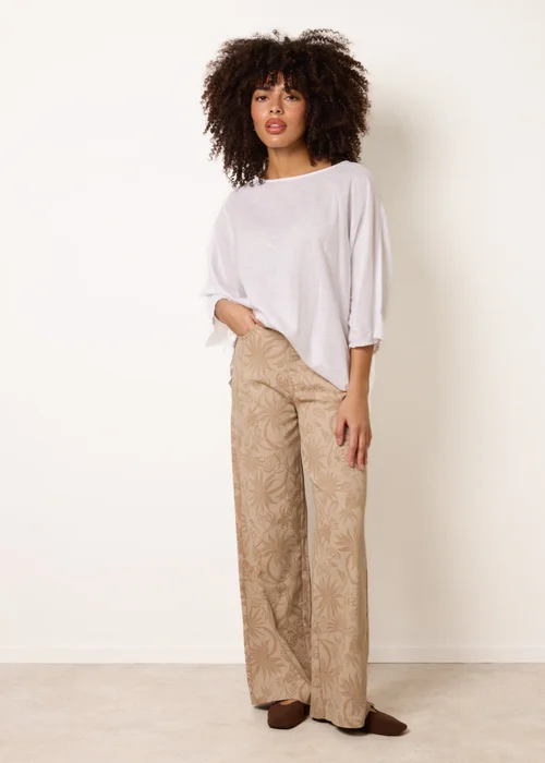 Blue Vanilla Stone Floral Printed Flared Jeans - L Image 1