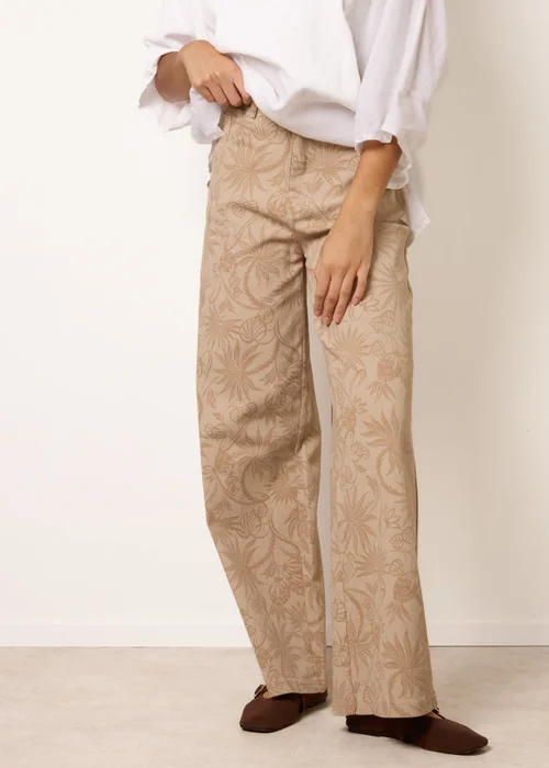 Blue Vanilla Stone Floral Printed Flared Jeans - L Image 2