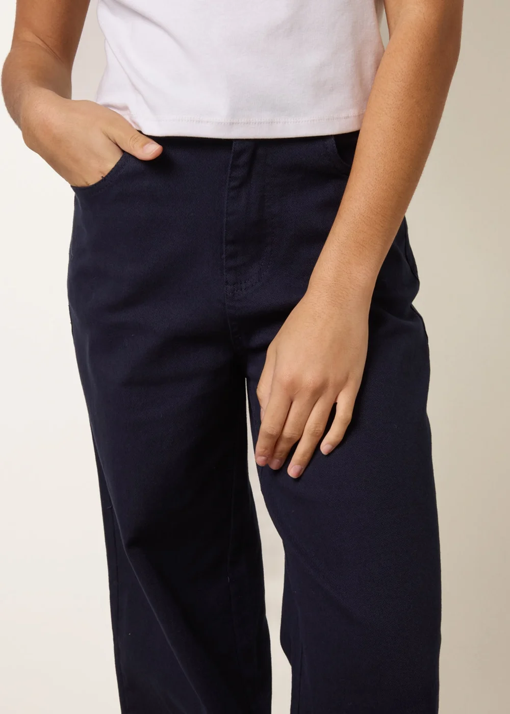 Blue Vanilla Navy Floral Embroidered Detailed Flared Jeans - L Image 3