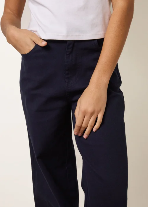Blue Vanilla Navy Floral Embroidered Detailed Flared Jeans - L Image 3