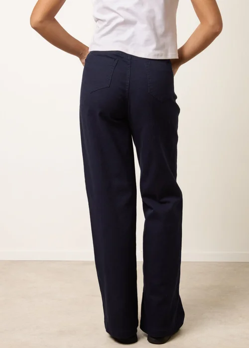Blue Vanilla Navy Floral Embroidered Detailed Flared Jeans - L Image 4