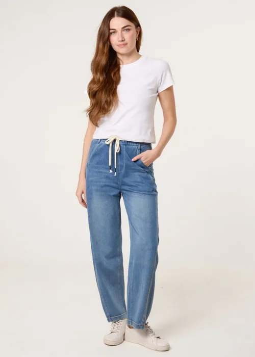 Blue Vanilla Blue Elastic Waist Seam Detail Jeans - M Image 1