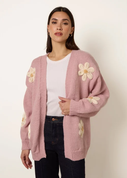 Blue Vanilla Pink Daisy Large Flower Cardigan - S/M Image 1