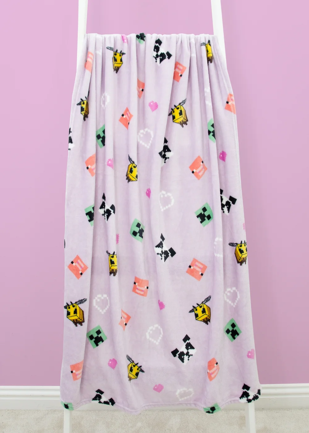 Minecraft Closeup Lilac Fleece Blanket - 100 x 150 Image 1