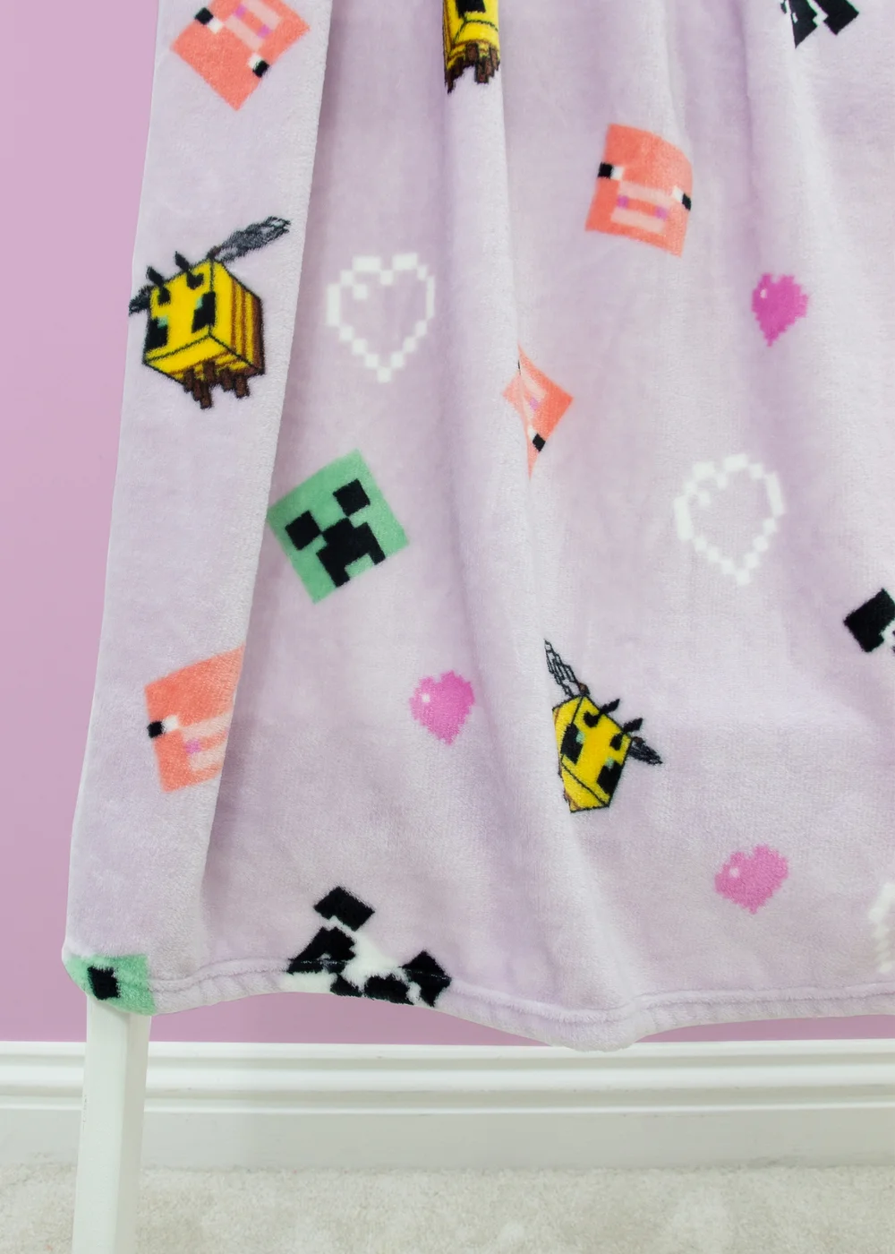Minecraft Closeup Lilac Fleece Blanket - 100 x 150 Image 2