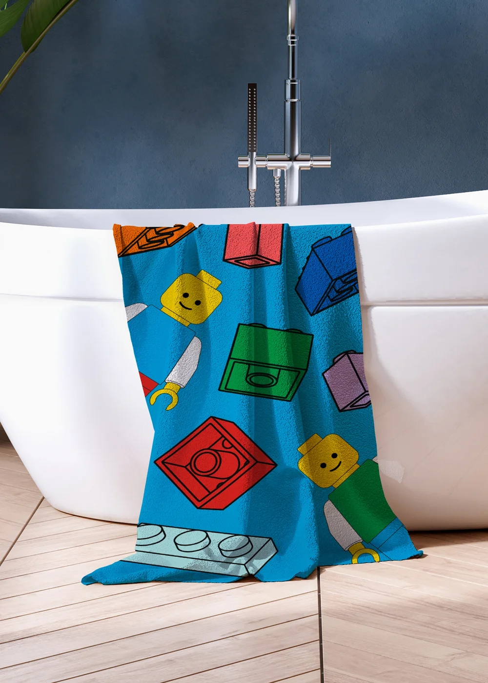 Lego Blue Colourblock Towel - 70x140cm Image 1