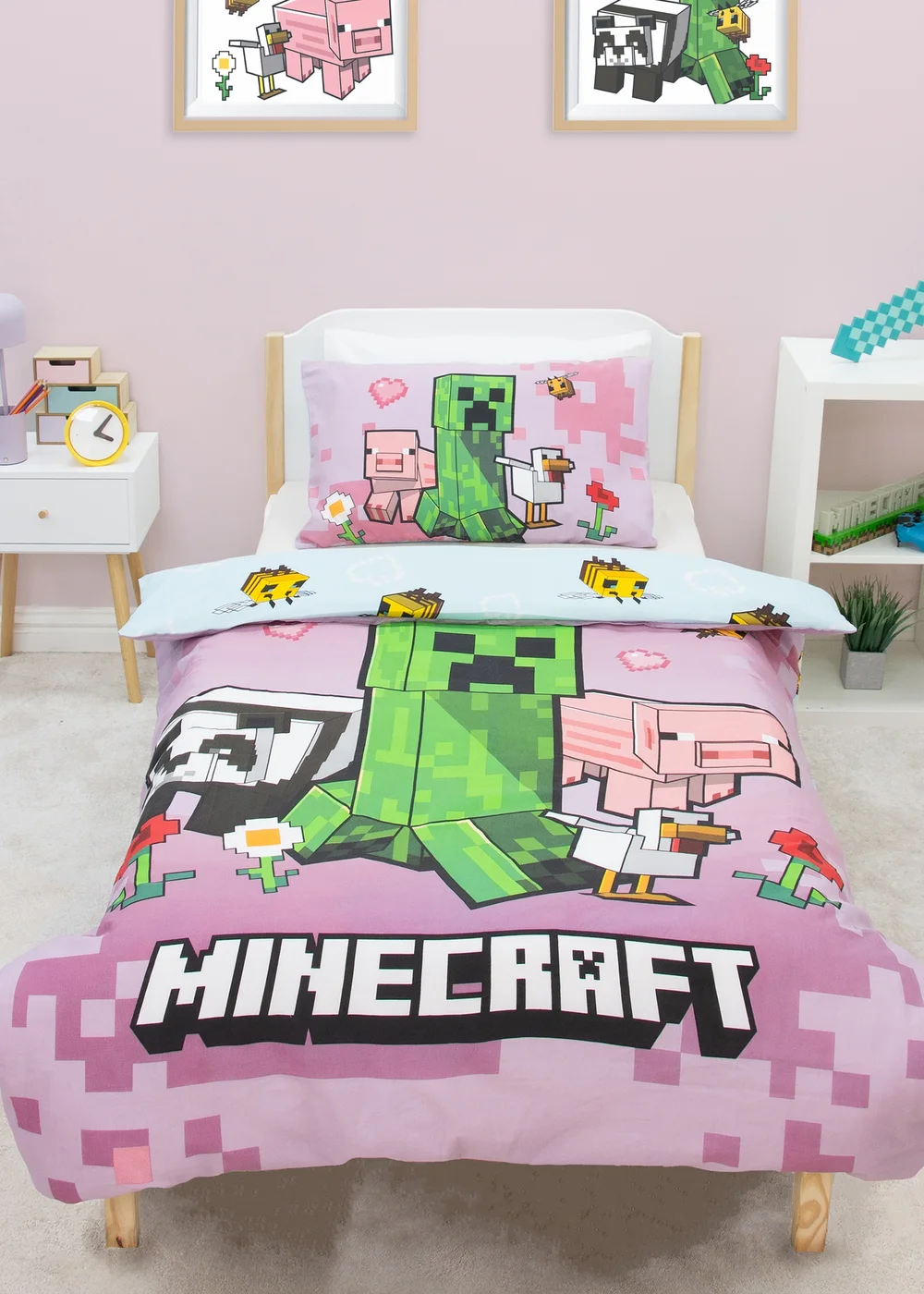 Minecraft Group Pink Duvet Cover - Single Image 1