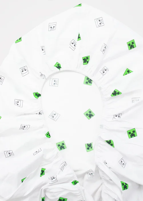 Minecraft Grids White Fitted Sheet - Double Image 5