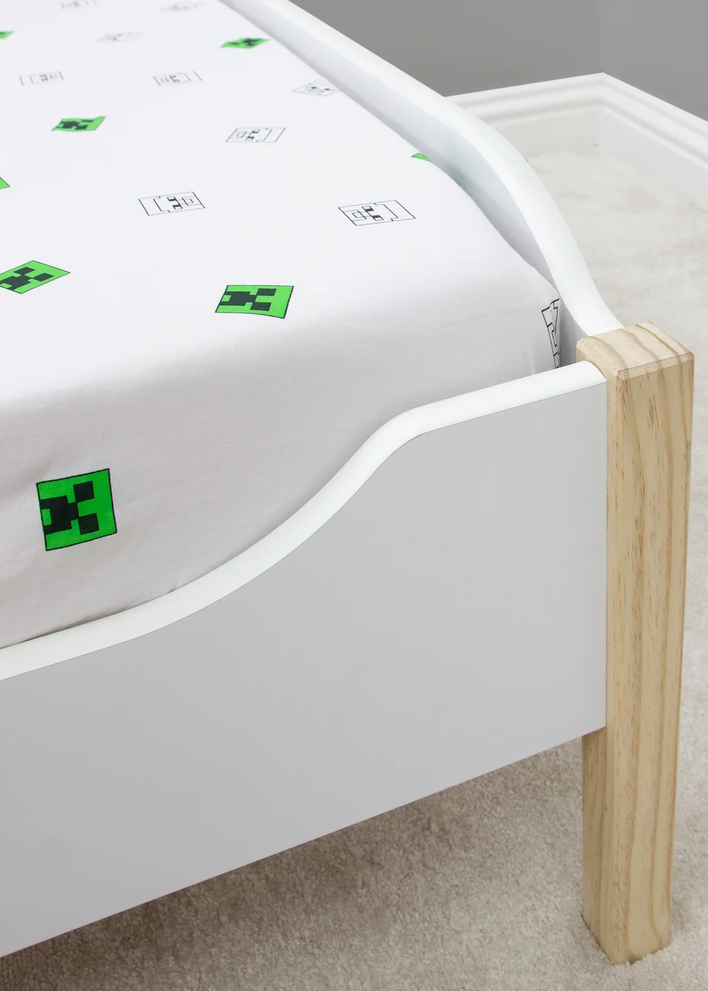 Minecraft Grids White Fitted Sheet - Single Image 3