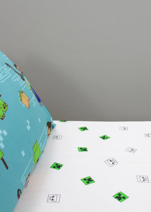 Minecraft Grids White Fitted Sheet