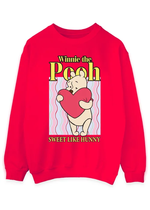 Spiral Galaxy Disney Winnie The Pooh How Sweet Red Graphic Sweatshirt - S Image 1