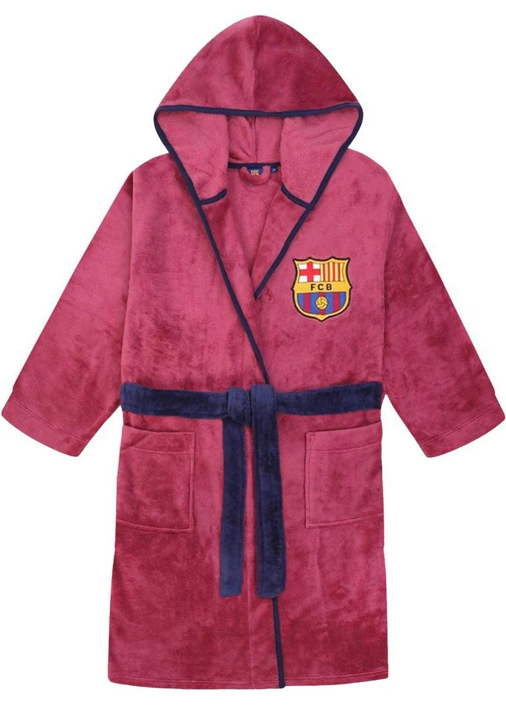 FC Barcelona Boys Red Crest Fleece Dressing Gown (3-8yrs) - Age 3-4 Years Image 1