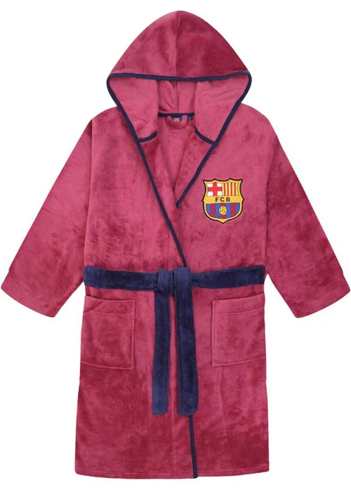 FC Barcelona Boys Red Crest Fleece Dressing Gown (3-8yrs) - Age 3-4 Years Image 1