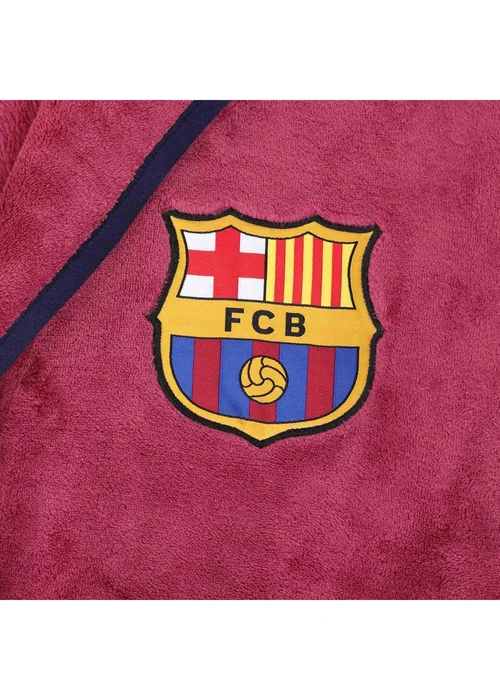 FC Barcelona Boys Red Crest Fleece Dressing Gown (3-8yrs) - Age 3-4 Years Image 2