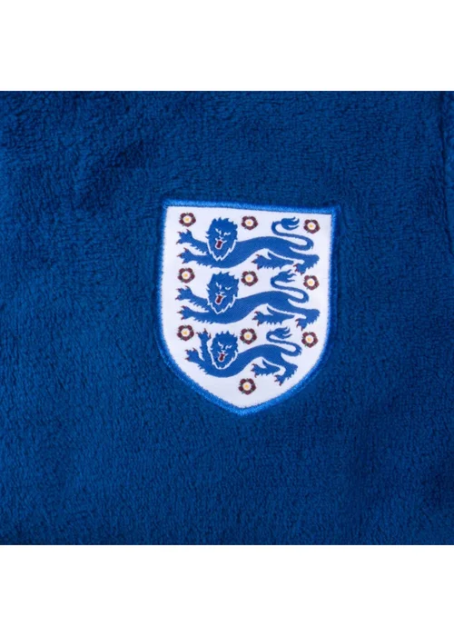England Boys Blue Crest Fleece Dressing Gown (3-14yrs) - Age 7-8 Years Image 2