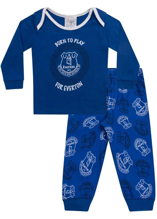 Everton FC Boys Blue Baby Born To Play Long Pyjama Set (0-1yrs) - 0-3 months Image 1
