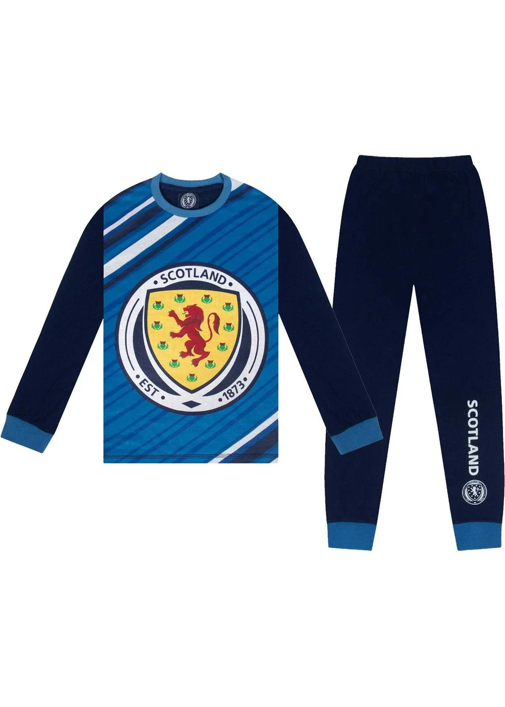 Scotland FA Boys Navy Scottish FA Sublimation Long Pyjama Set (3-14yrs) - Age 11-12 Years Image 1