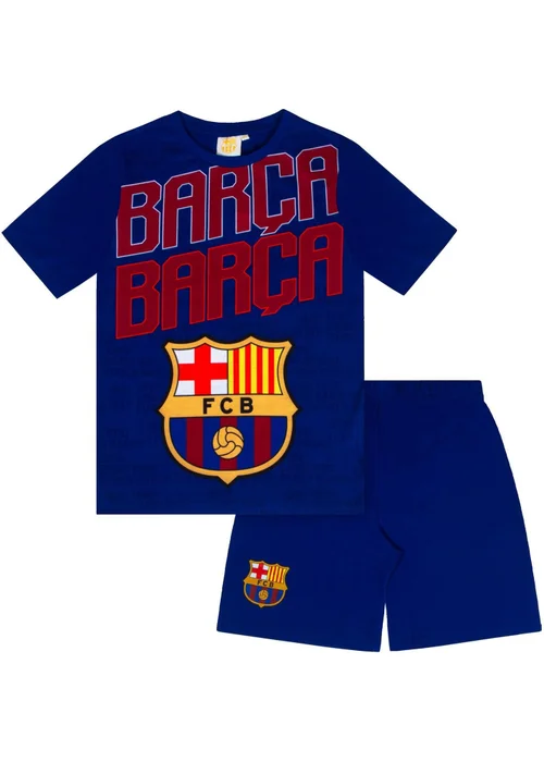FC Barcelona Boys Dark Blue Short Pyjama Set (2-13yrs) - Age 10-11 Years Image 5