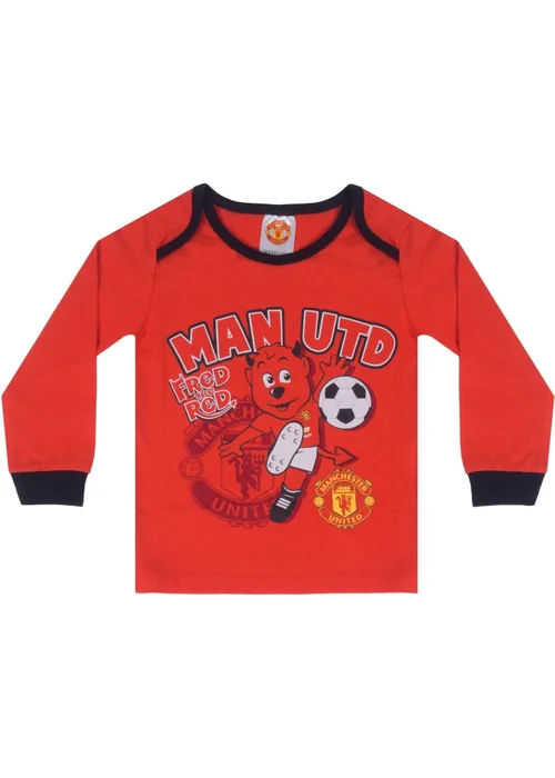 Manchester United FC Boys Red Baby Fred The Red Long Pyjama Set (0-1yrs) - 0-3 months Image 2