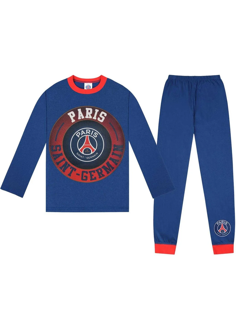 Paris Saint Germain Boys Blue FC Crest Long Pyjama Set (4-6yrs) - Age 4-5 Years Image 1