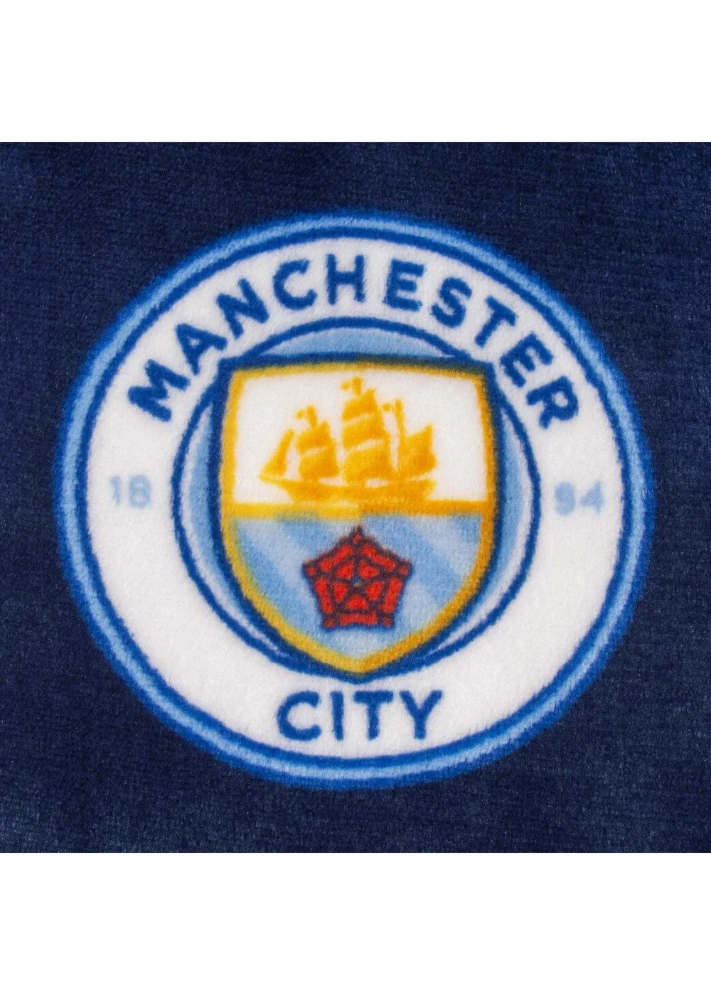 Manchester City FC Boys Navy Crest Fleece All-Over Print Dressing Gown (5-14yrs) - Age 7-8 Years Image 2