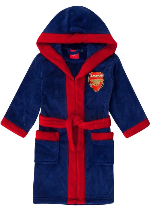 Arsenal FC Boys Blue Crest Fleece Dressing Gown (3-14yrs) - Age 11-12 Years Image 1