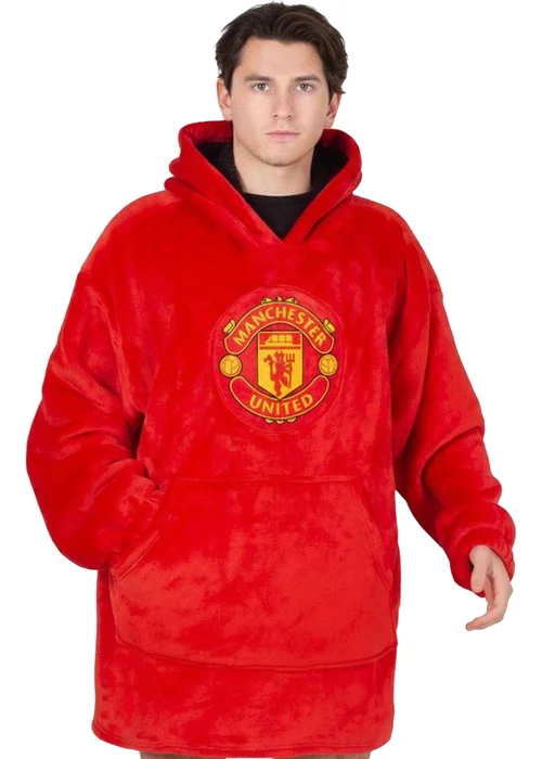 Manchester United FC Red Crest Oversized Blanket Hoodie - Extra Large Image 1