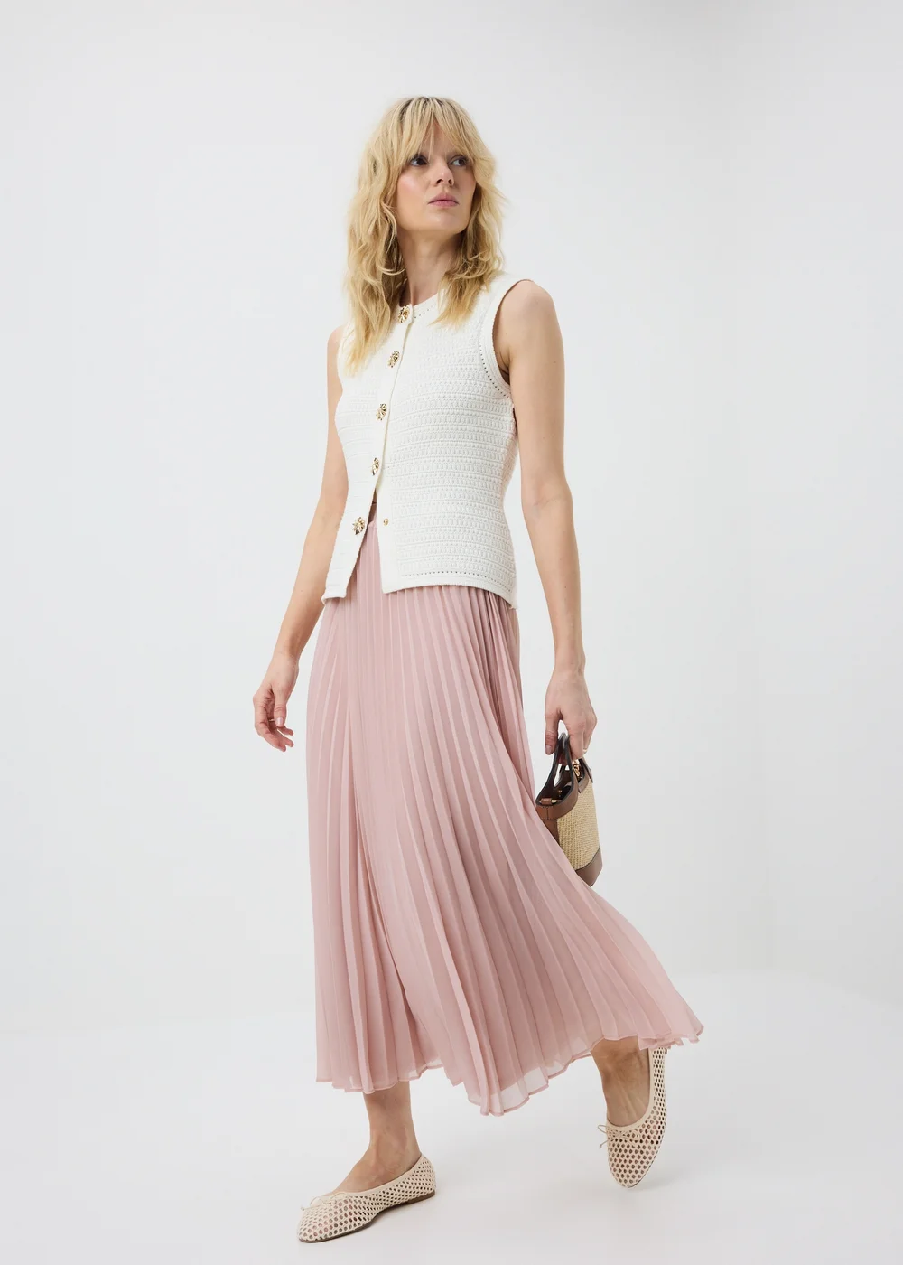 Pink Pleated Midaxi Skirt - 8 Image 1