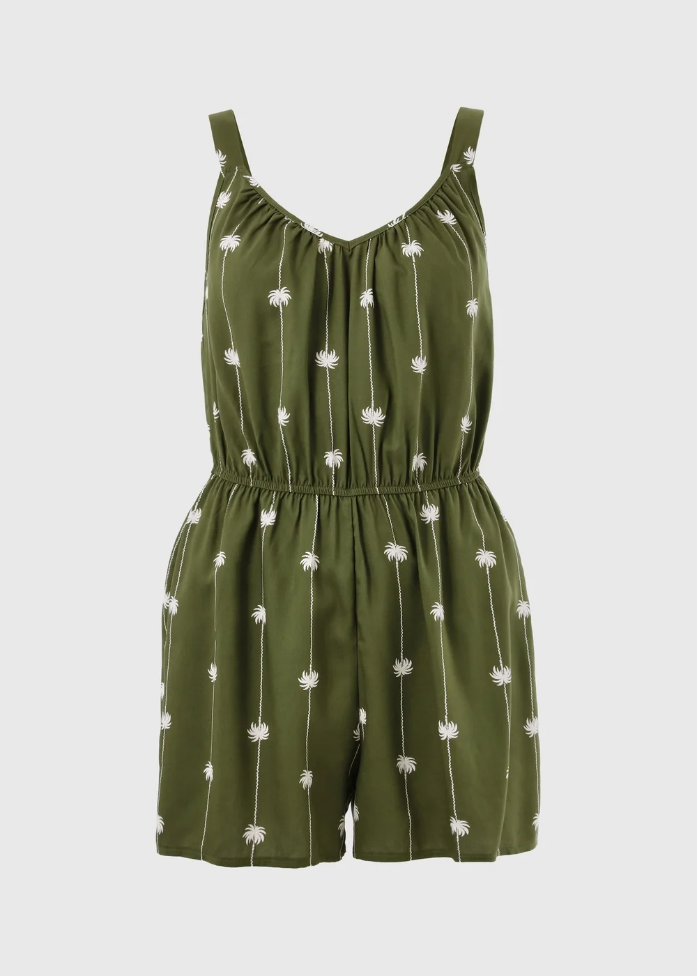 Khaki Palm Print Playsuit - Size 22 Image 4