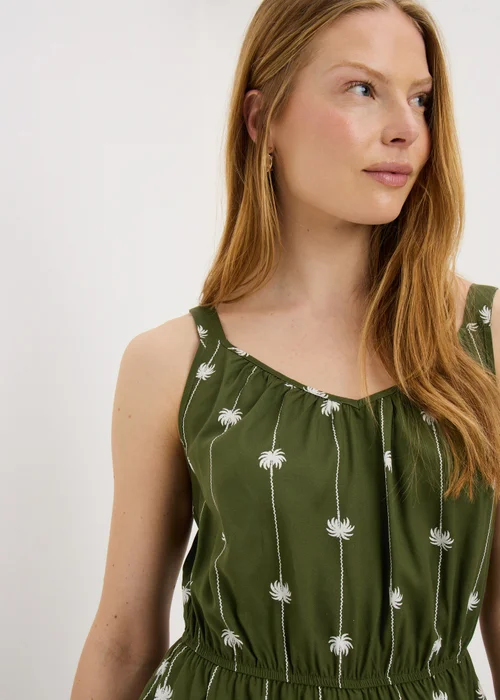 Khaki Palm Print Playsuit - Size 22 Image 3