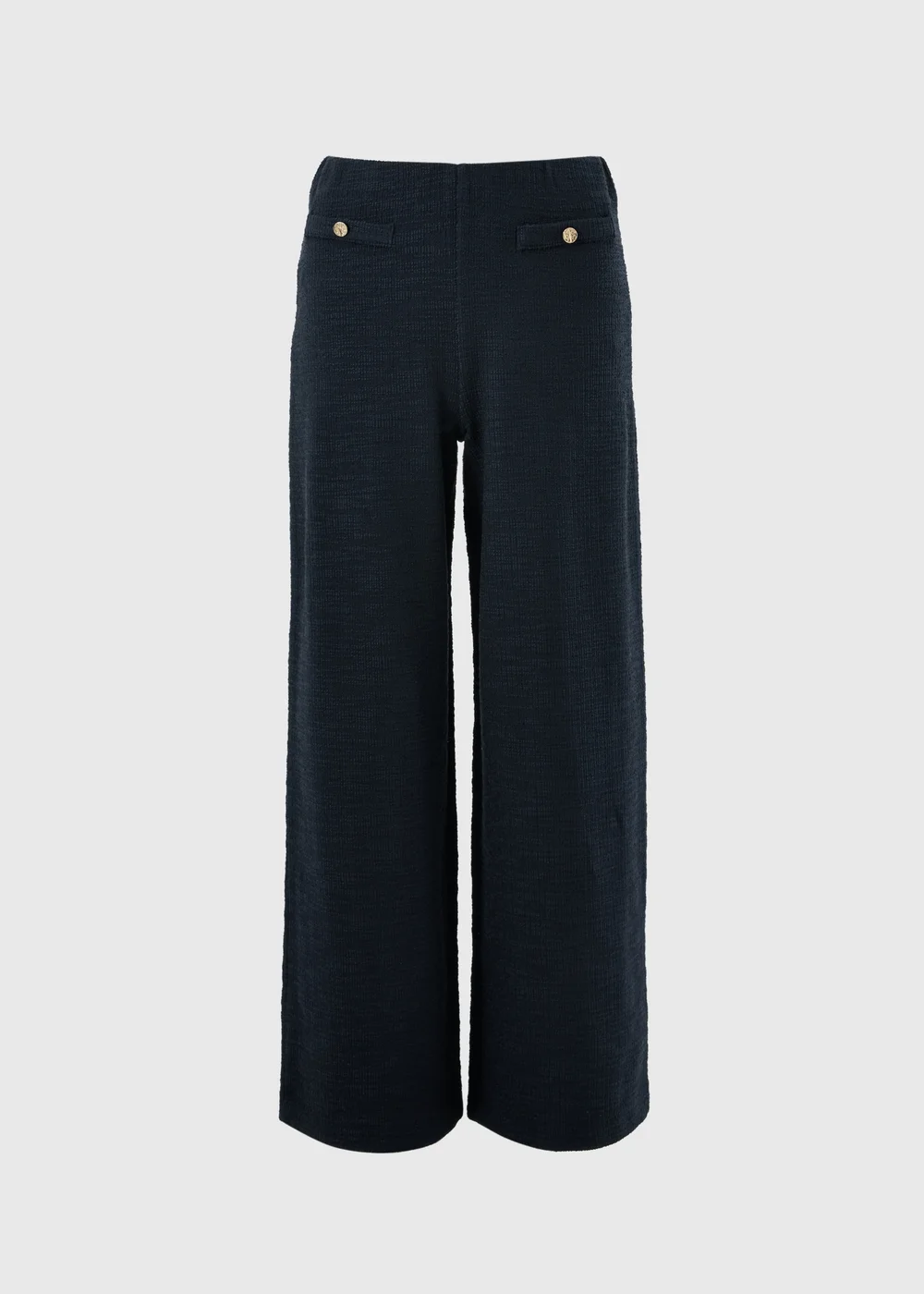 Navy Boucle Wide Leg Co Ord Trousers - 10/L31 Image 4