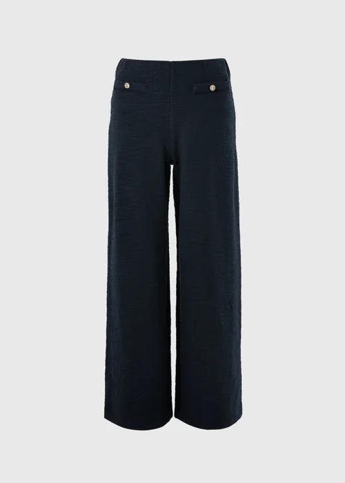 Navy Boucle Wide Leg Co Ord Trousers - 10/L31 Image 4