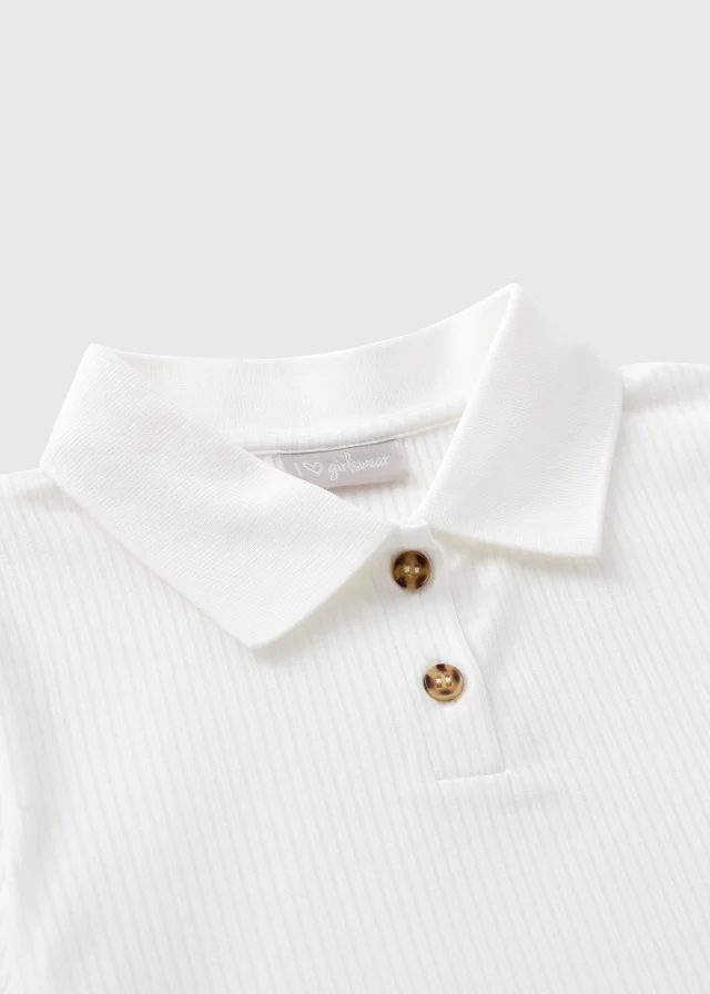 Girls Cream Polo T-Shirt (7-15yrs)