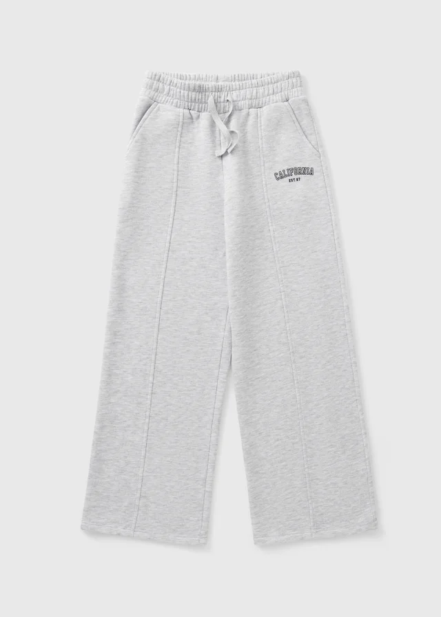Girls Grey California Wide Leg Jogging Bottoms (7-15yrs)
