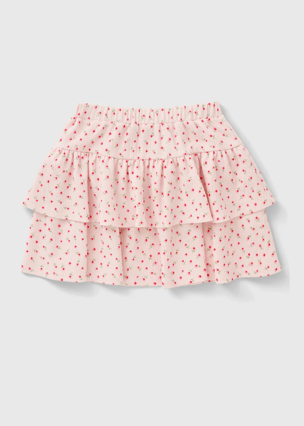Girls Pink Flower Print Crinkle Rara Skirt (7-15yrs) - 7 Yrs Image 1