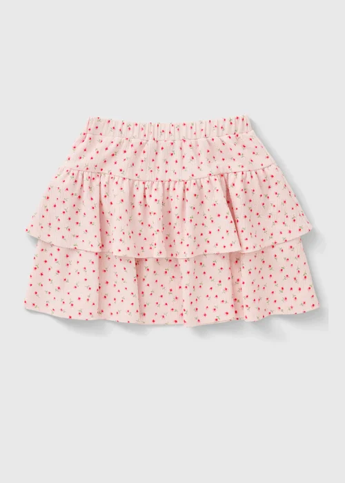 Girls Pink Flower Print Crinkle Rara Skirt (7-15yrs) - 7 Yrs Image 1