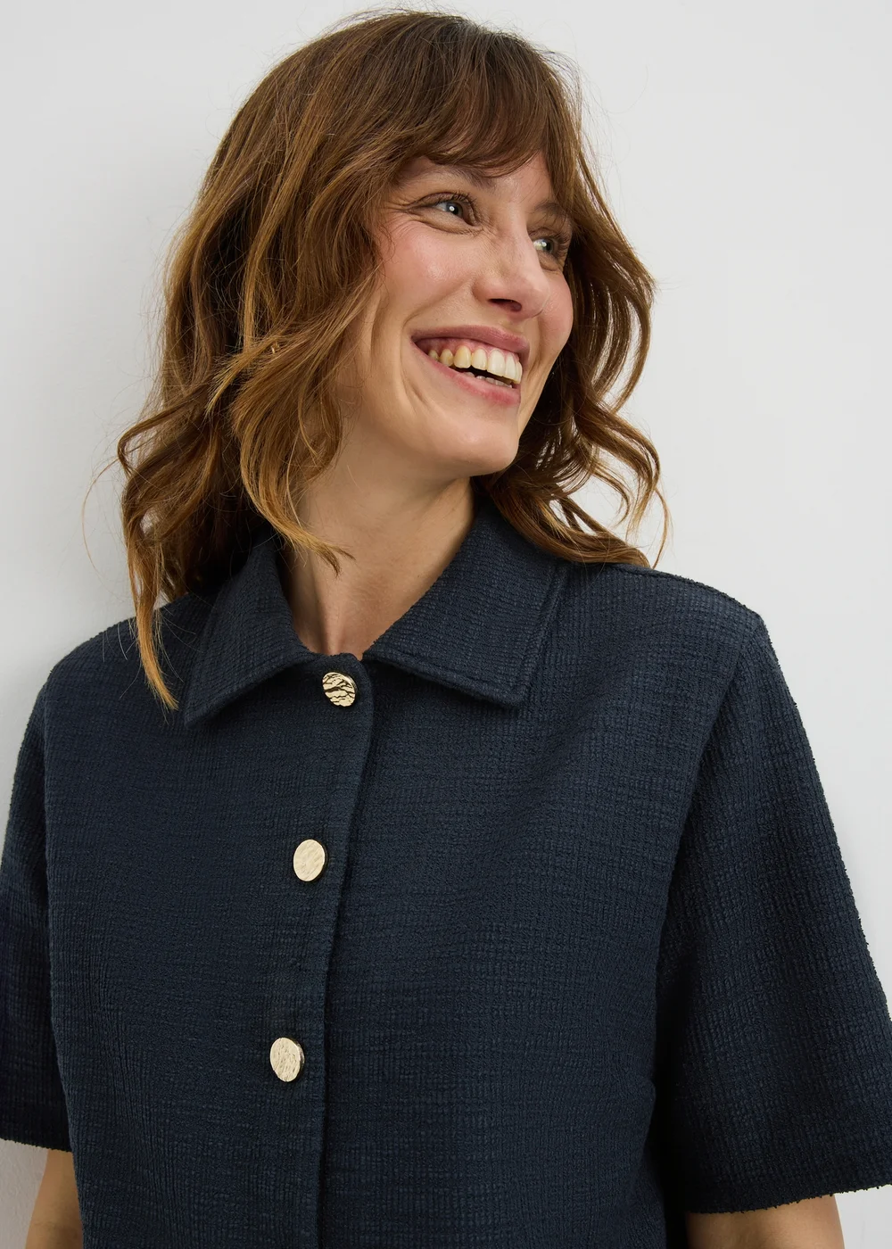 Navy Boucle Collared Co Ord Cardigan - 8 Image 3