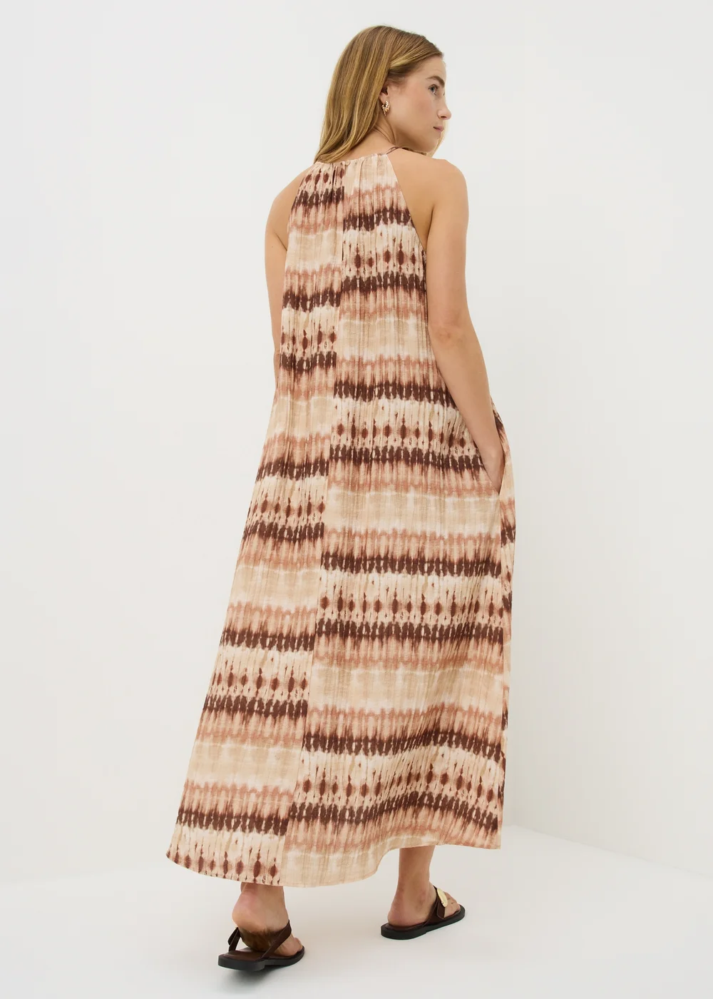Terracotta Tie Dye Trapeze Maxi Dress - 8 Image 2