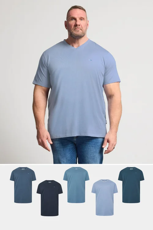 BadRhino Navy Blue 5 Pack V-Neck T-Shirts - 5-6XL Image 1
