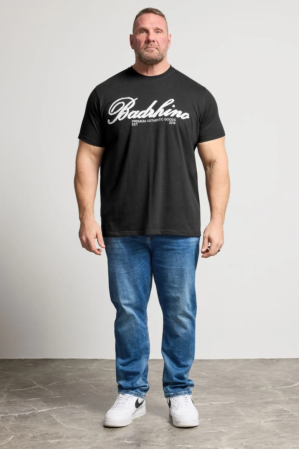 BadRhino Black Embroidered Script T-Shirt - 7-8XL Image 2