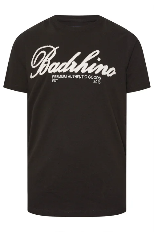 BadRhino Black Embroidered Script T-Shirt - 7-8XL Image 5