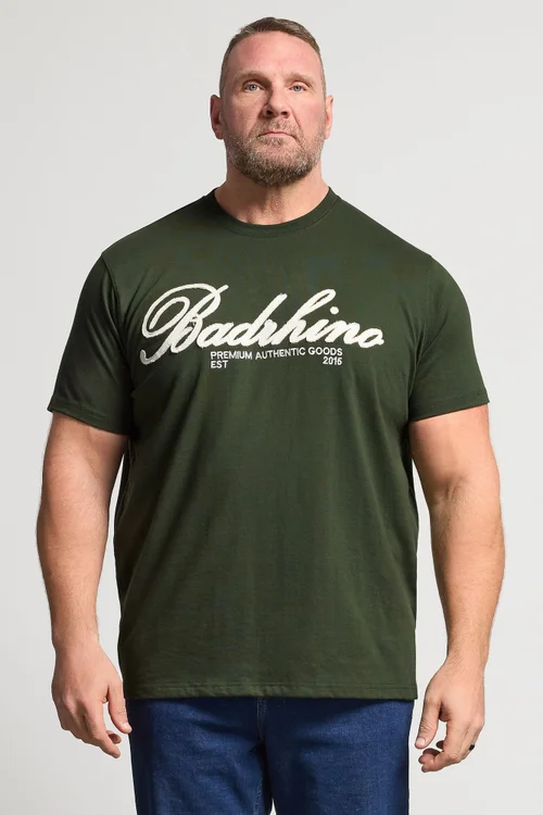 BadRhino Dark Green Embroidered Script T-Shirt - 4XL Image 1