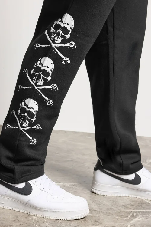 BadRhino Black Side Skull Open Hem Joggers - 4XL Image 5