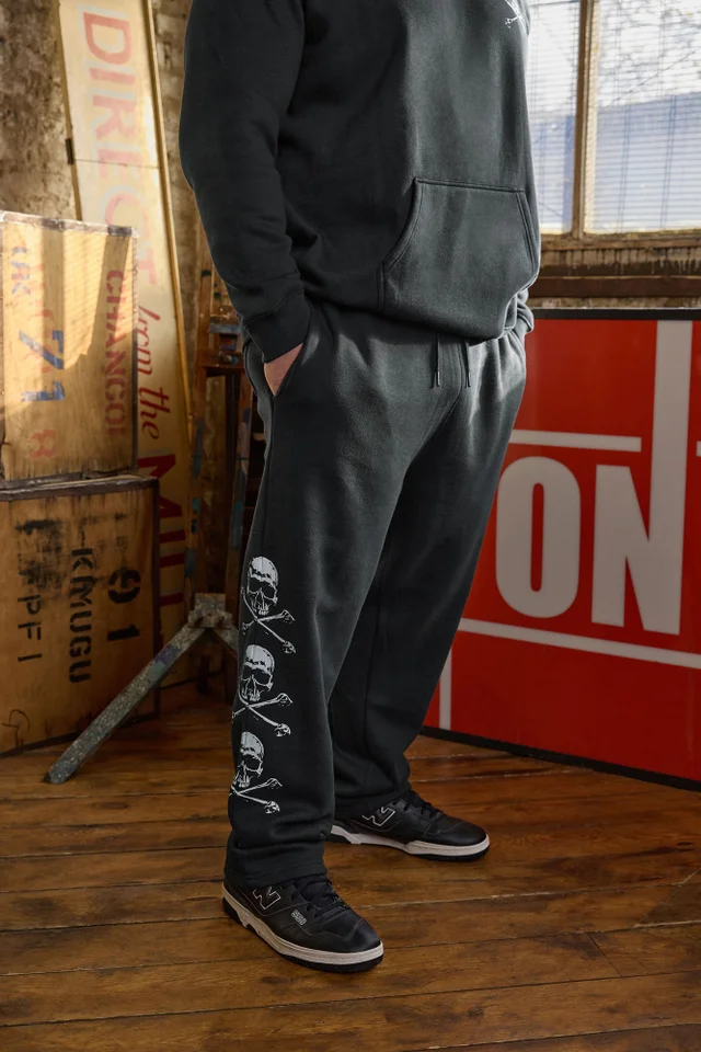 BadRhino Black Side Skull Open Hem Joggers