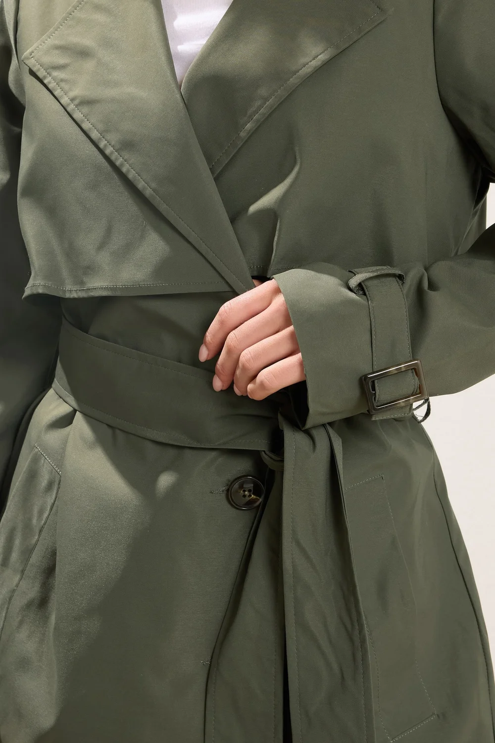 PixieGirl Petite Khaki Green Trench Coat - 6 Image 4