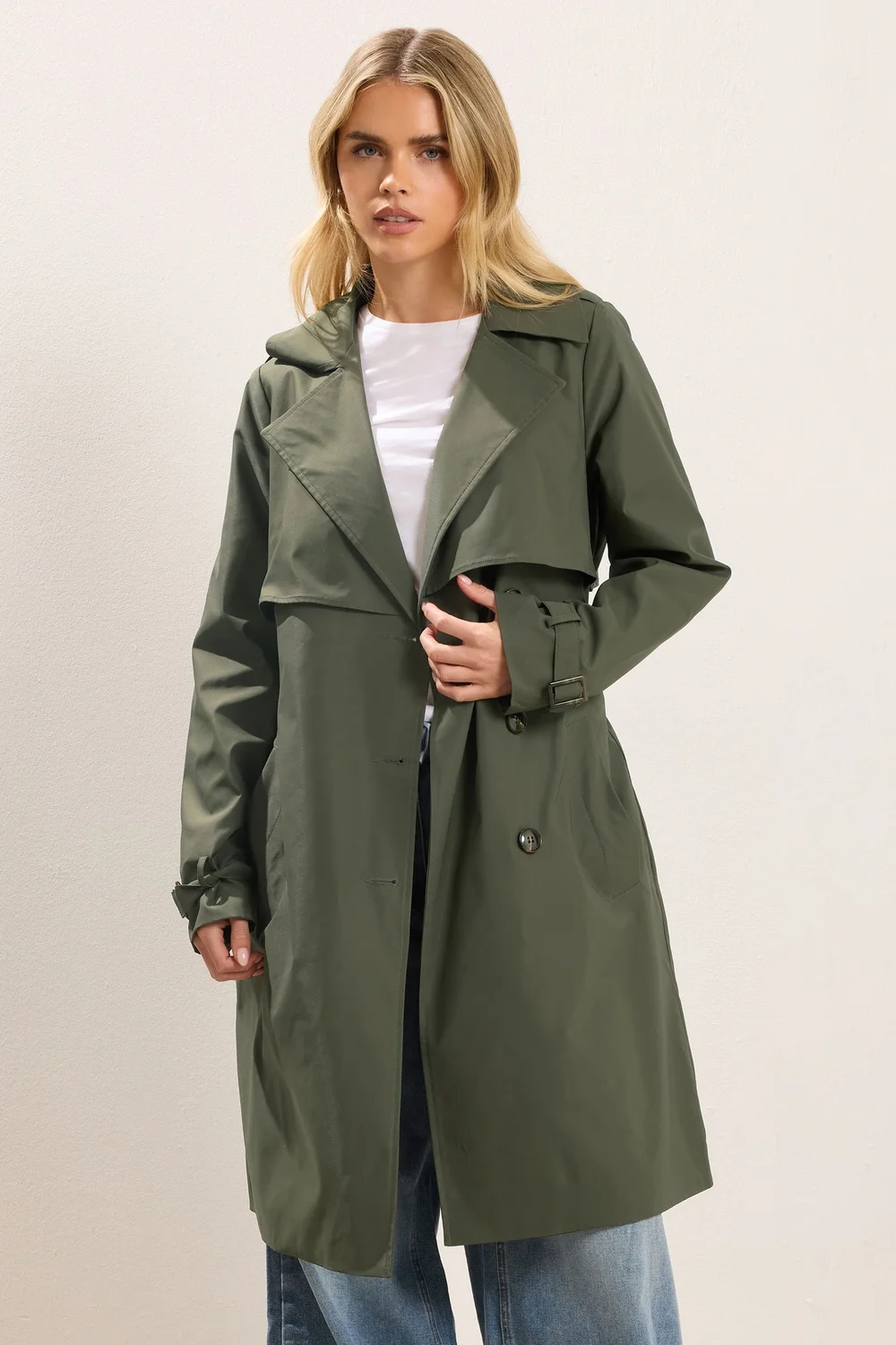 PixieGirl Petite Khaki Green Trench Coat - 6 Image 1